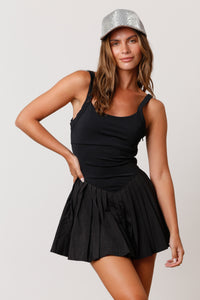Black Pleated Skirt Romper Preorder SHIPS 1/25