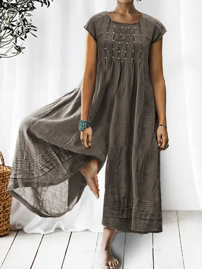Vintage Wide leg Linen Jumpsuit