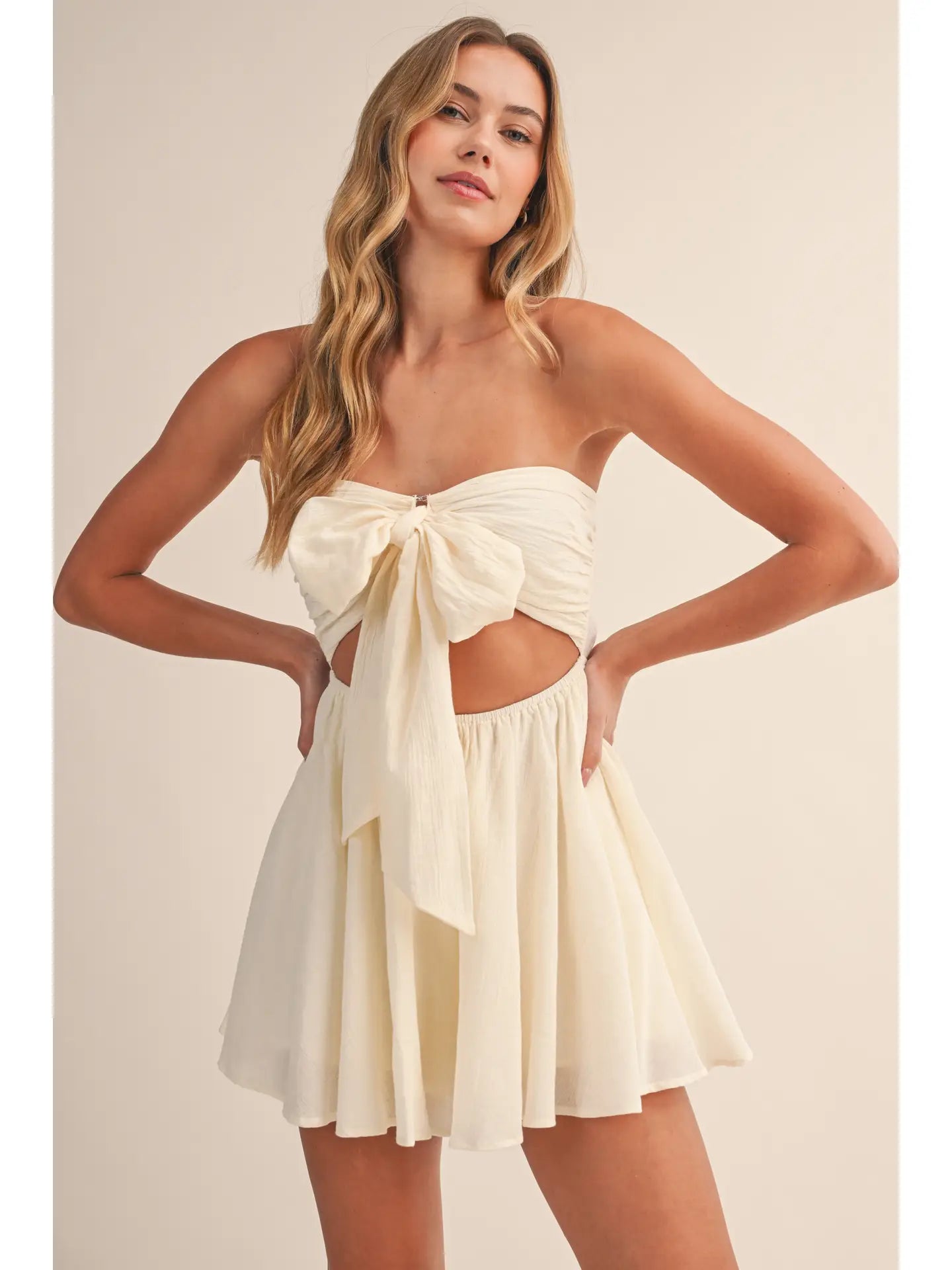 White Tube Tied Front Romper