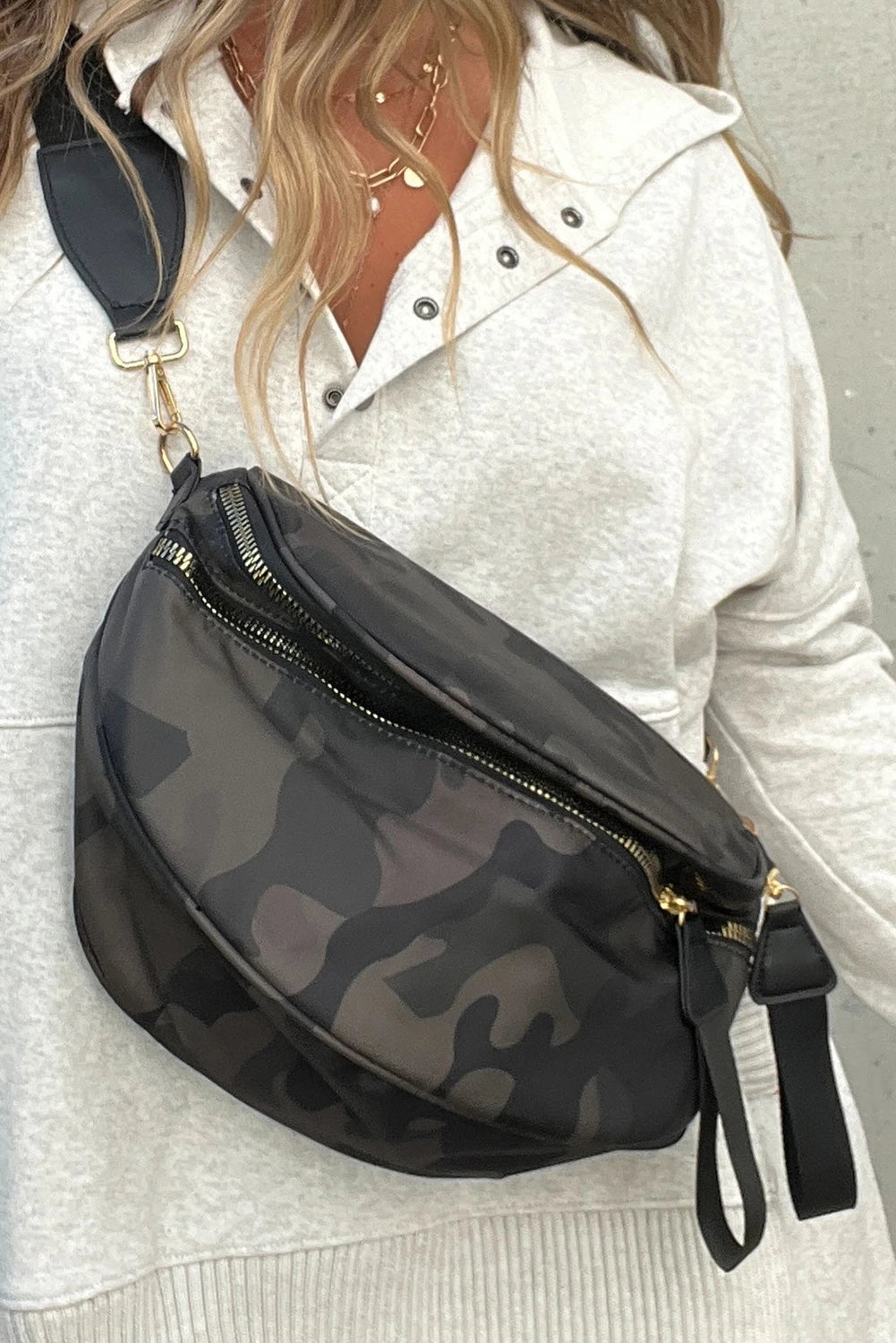 Camo Double Zip Crossbody Bag Bestseller