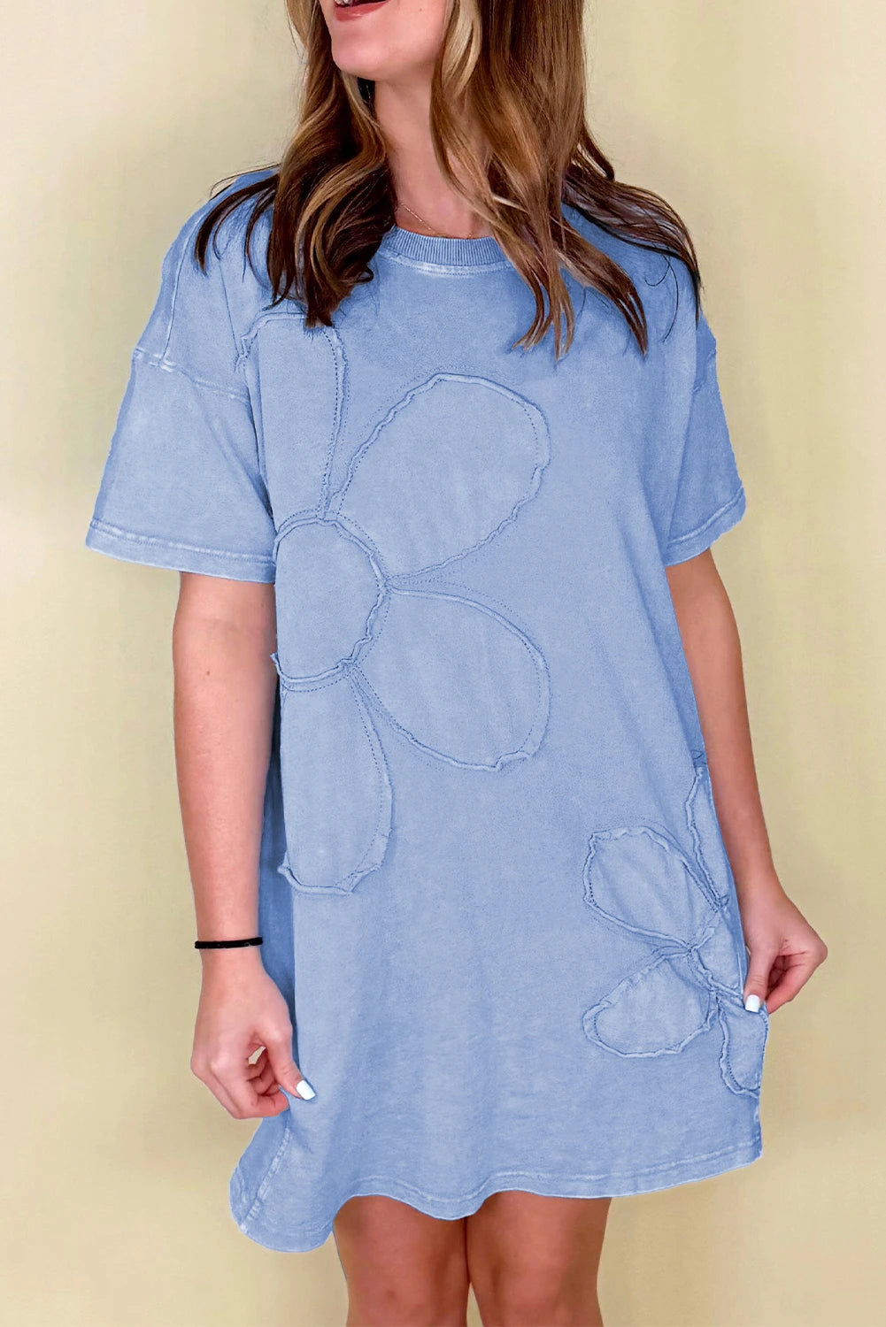 Sky Blue Mineral Washed T-shirt Dress