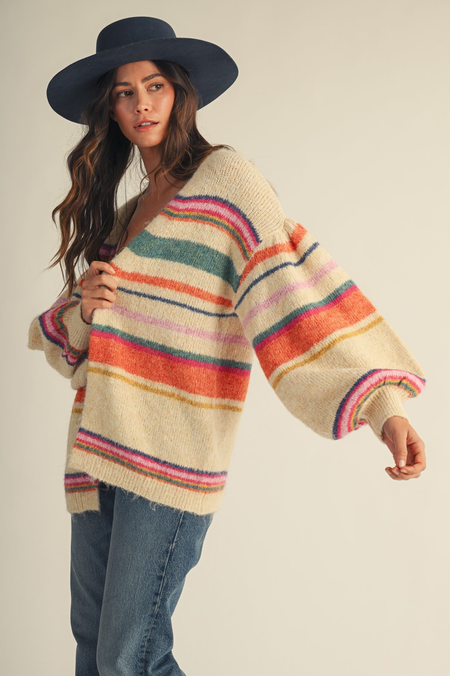 Sunset Carnival Stripe Cozy Relaxed Cardigan PREORDER