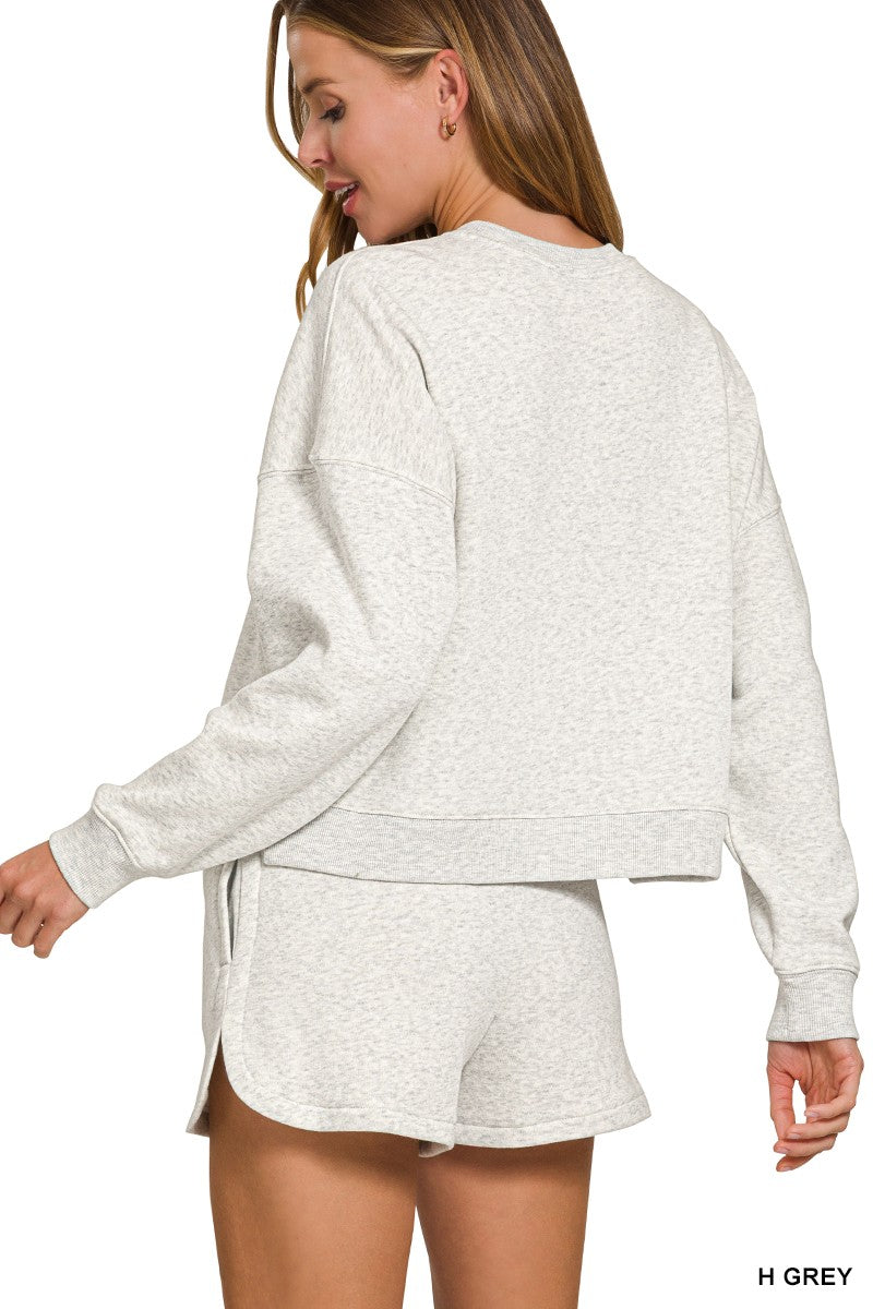 Fleece Long Sleeve Sweatshirts & Shorts Set