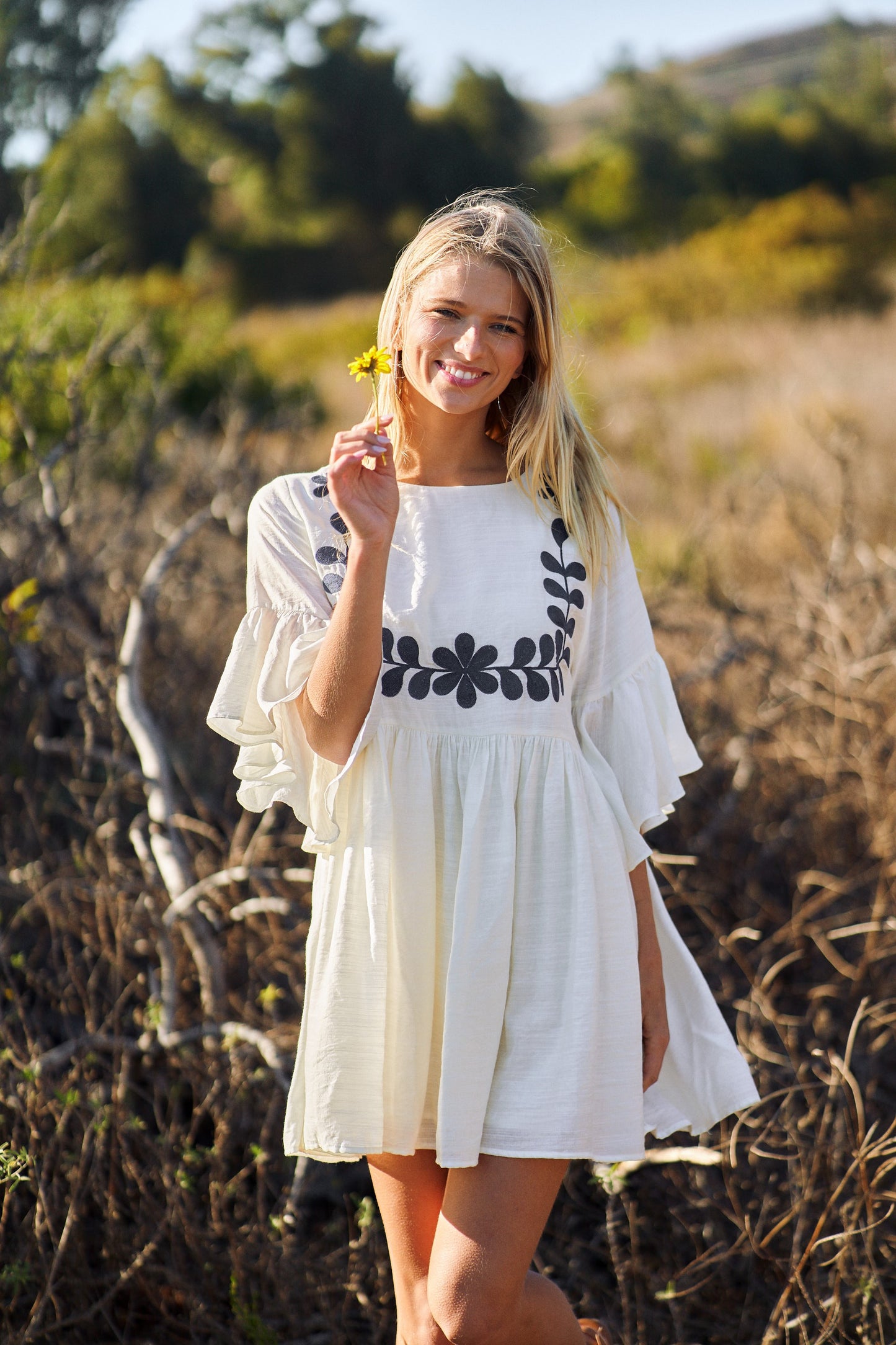 Floral Embroidered Baby Doll Dress