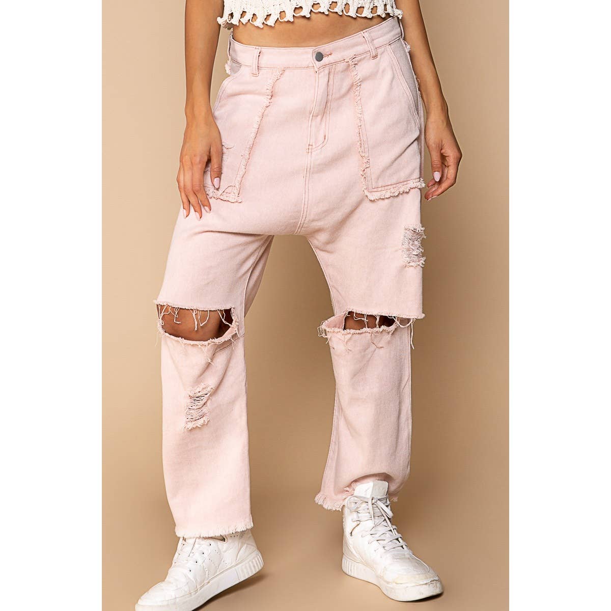Casual Distressed Hammer Pants