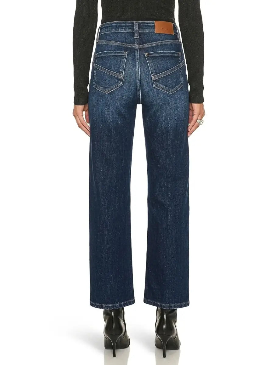 High Rise Tummy Control Wetern Detail Straight Jeans