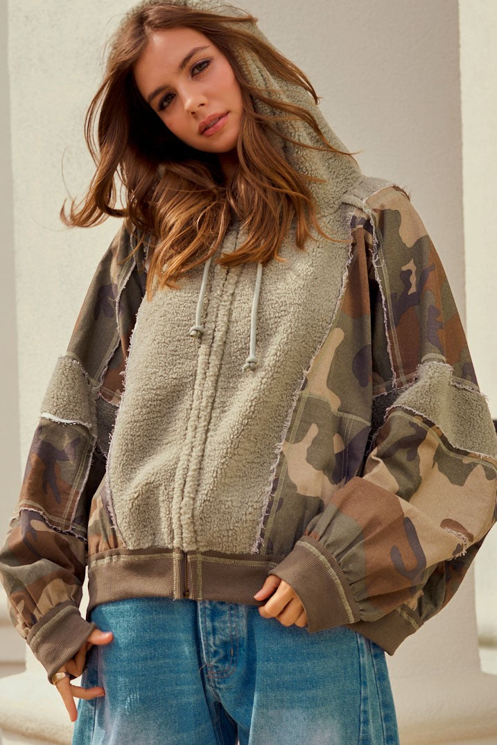 Washed Vintage Camo With Fleece Jacket