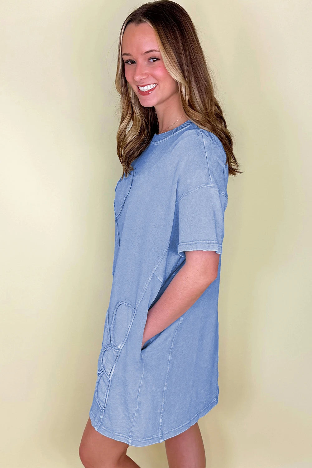 Sky Blue Mineral Washed T-shirt Dress