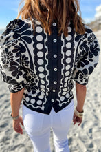 Load image into Gallery viewer, Black Floral Puff Sleeve Blouse ships 4/1
