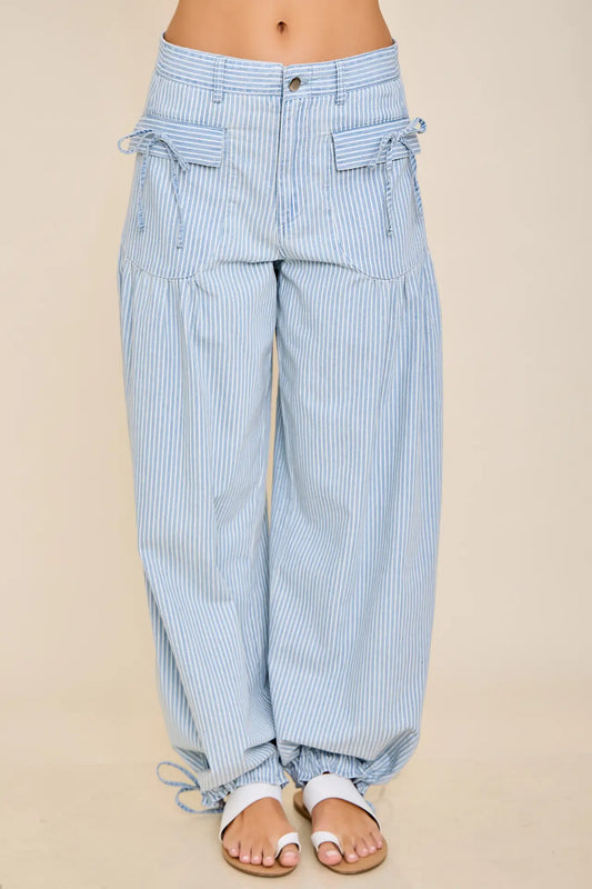 Southern Striped Balloon Cargo Wide Pants