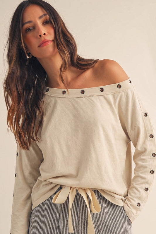 Auralis Metal Trim Eyelet Top