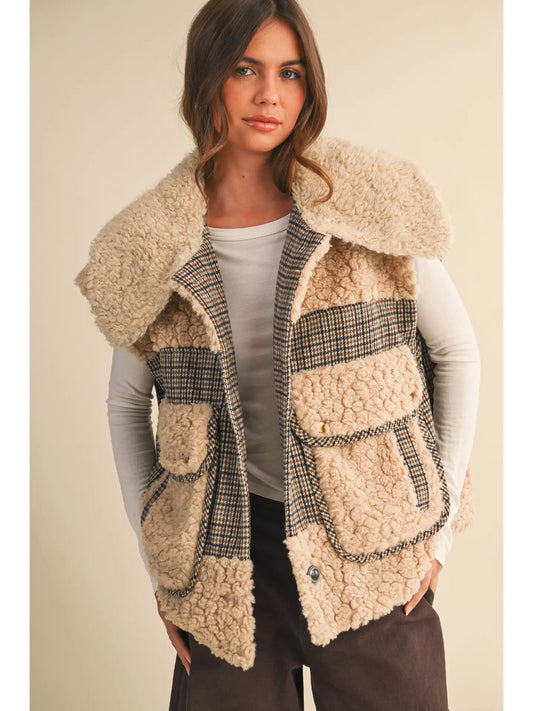 Plaid Sherpa Combo Vest