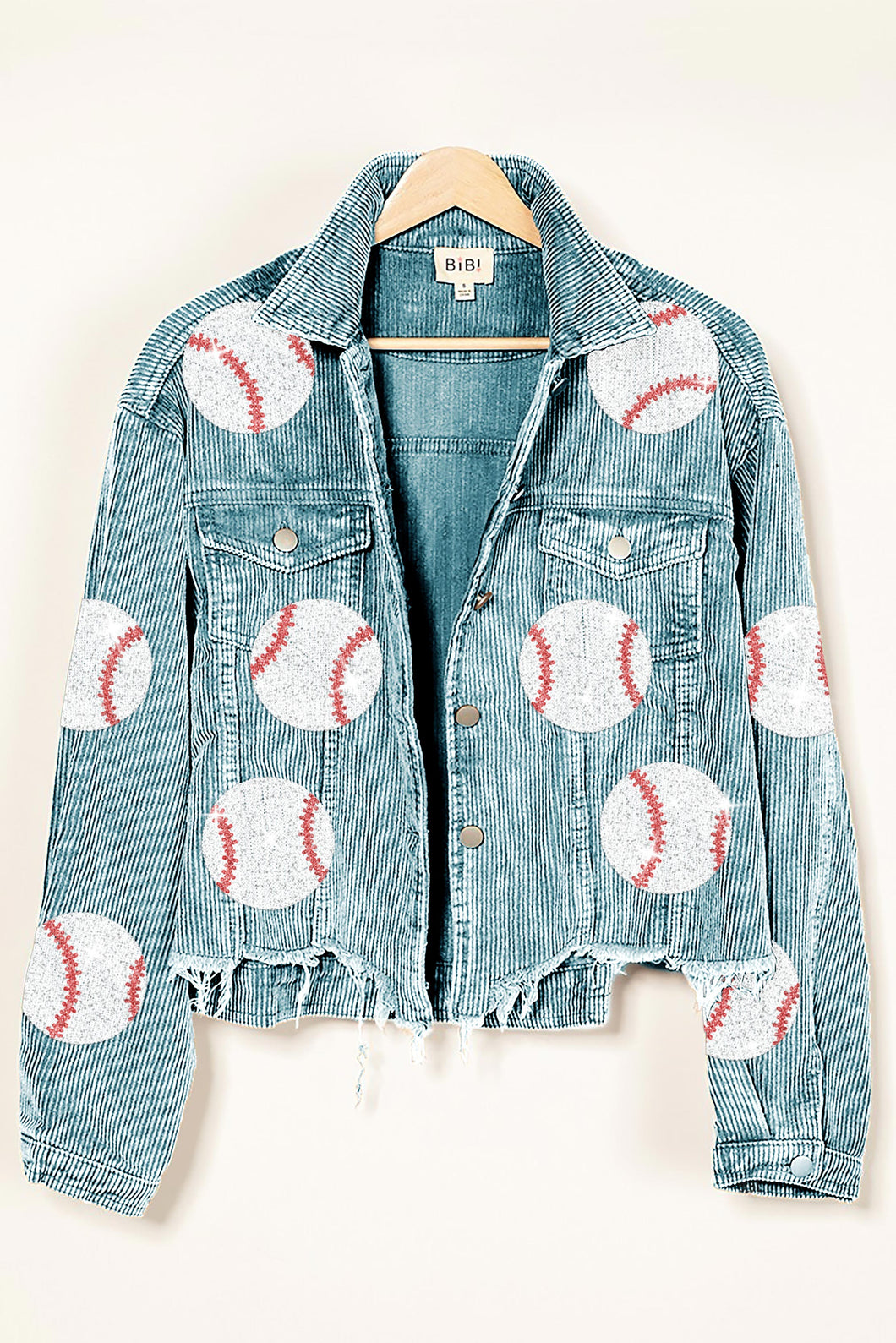 vintage denim corduroy Sparkle Baseball Jacket ships 5/25