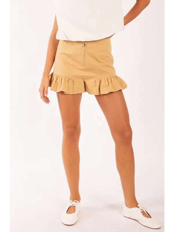 Khaki Ruffled Short