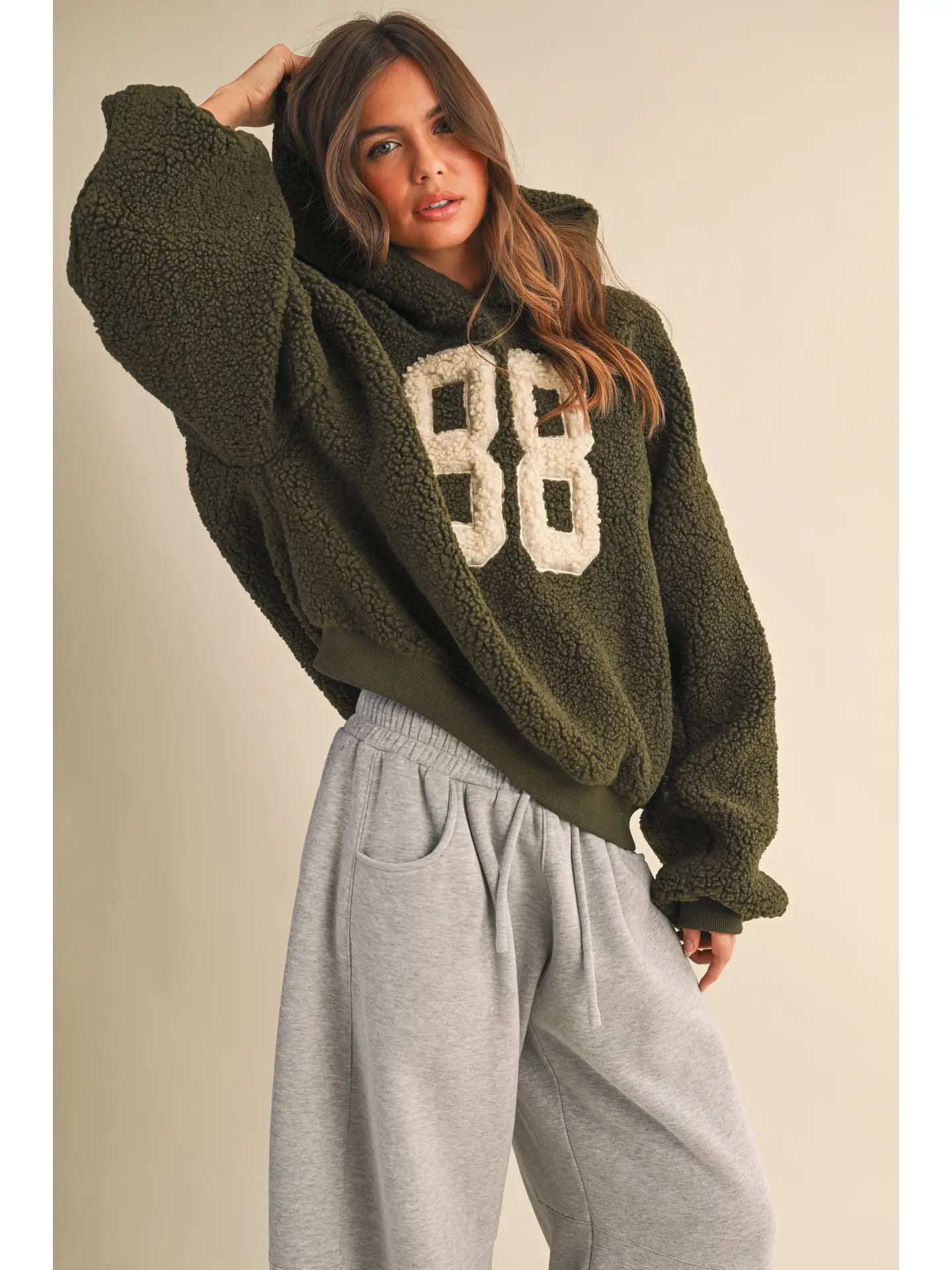 88 Olive Sherpa Hoodie