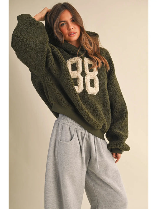 88 Olive Sherpa Hoodie
