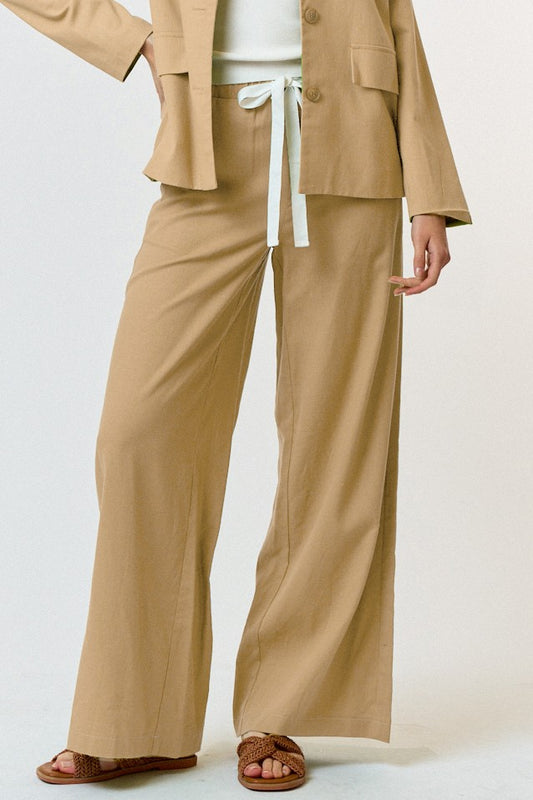 Linen Tie Khaki Pant