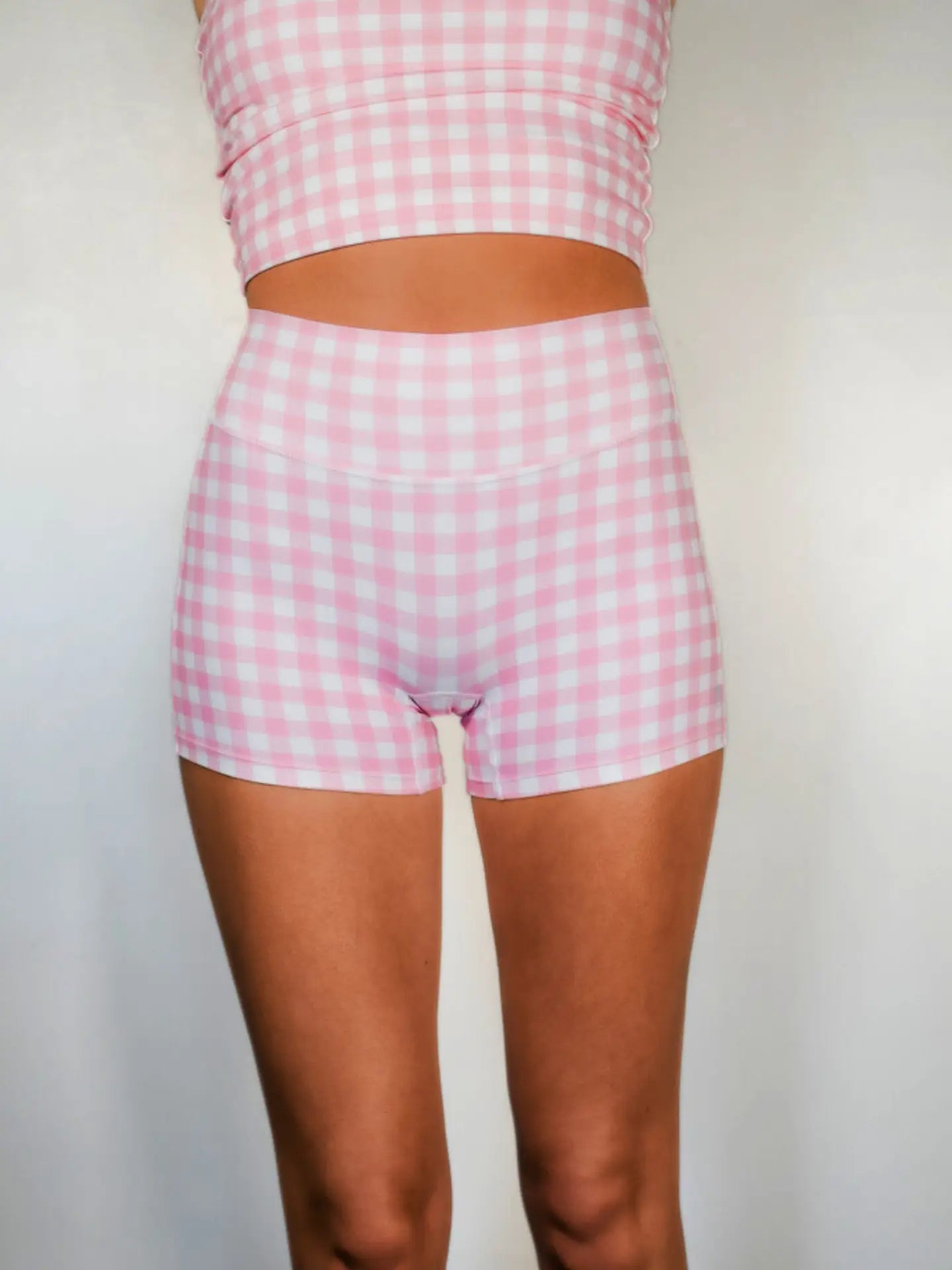 Pivot Gingham Biker Shorts - Pink