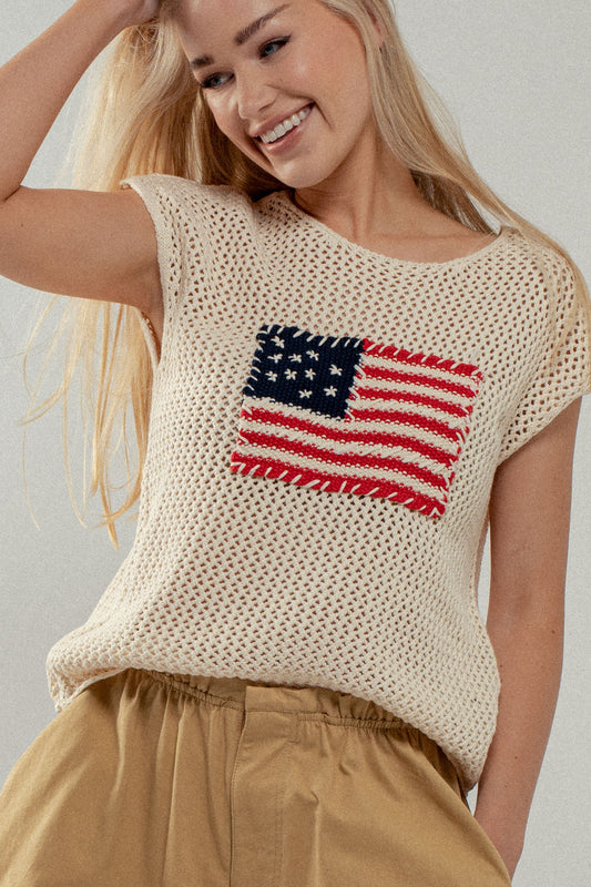 Patriotic Crochet Flag Summer Top