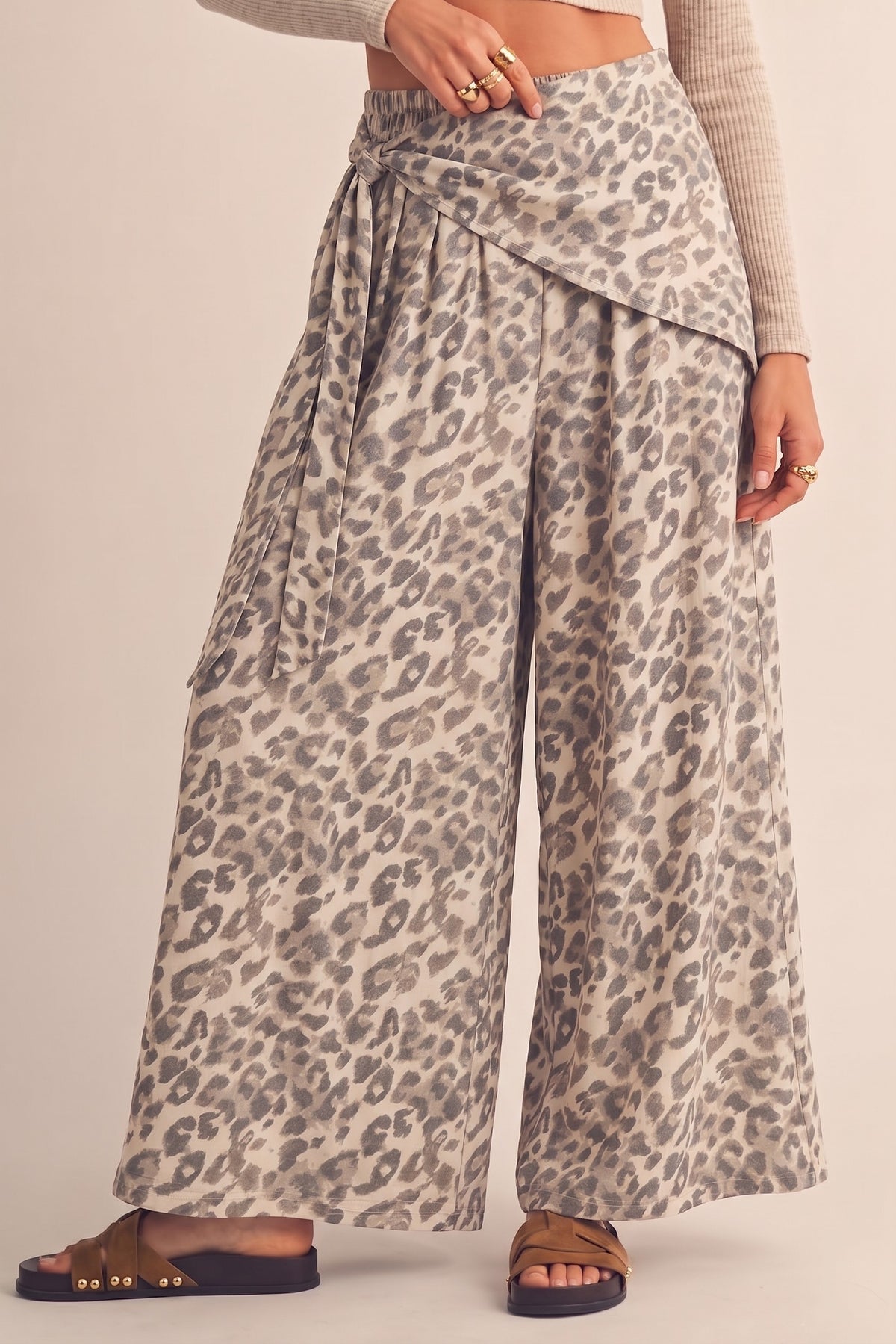 Relaxed Wrap Tie Waist Wide Leg Flowy Pants PREORDER 11/28