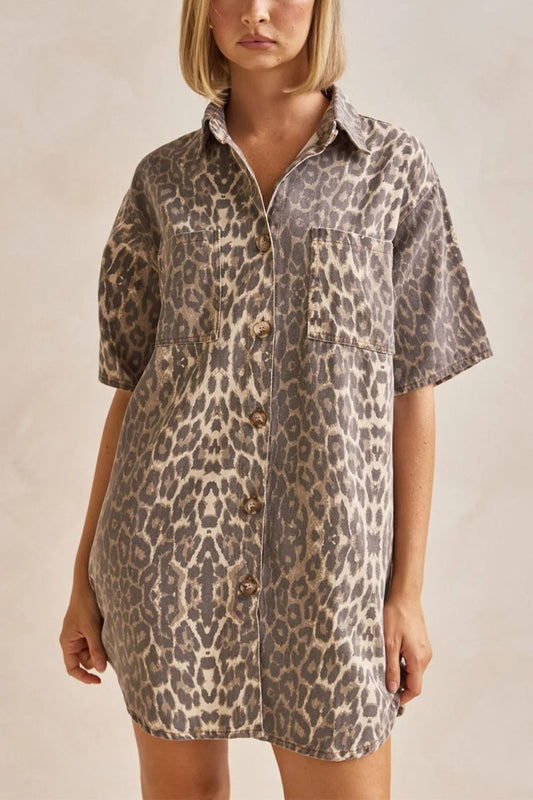Leopard Button Down Dress