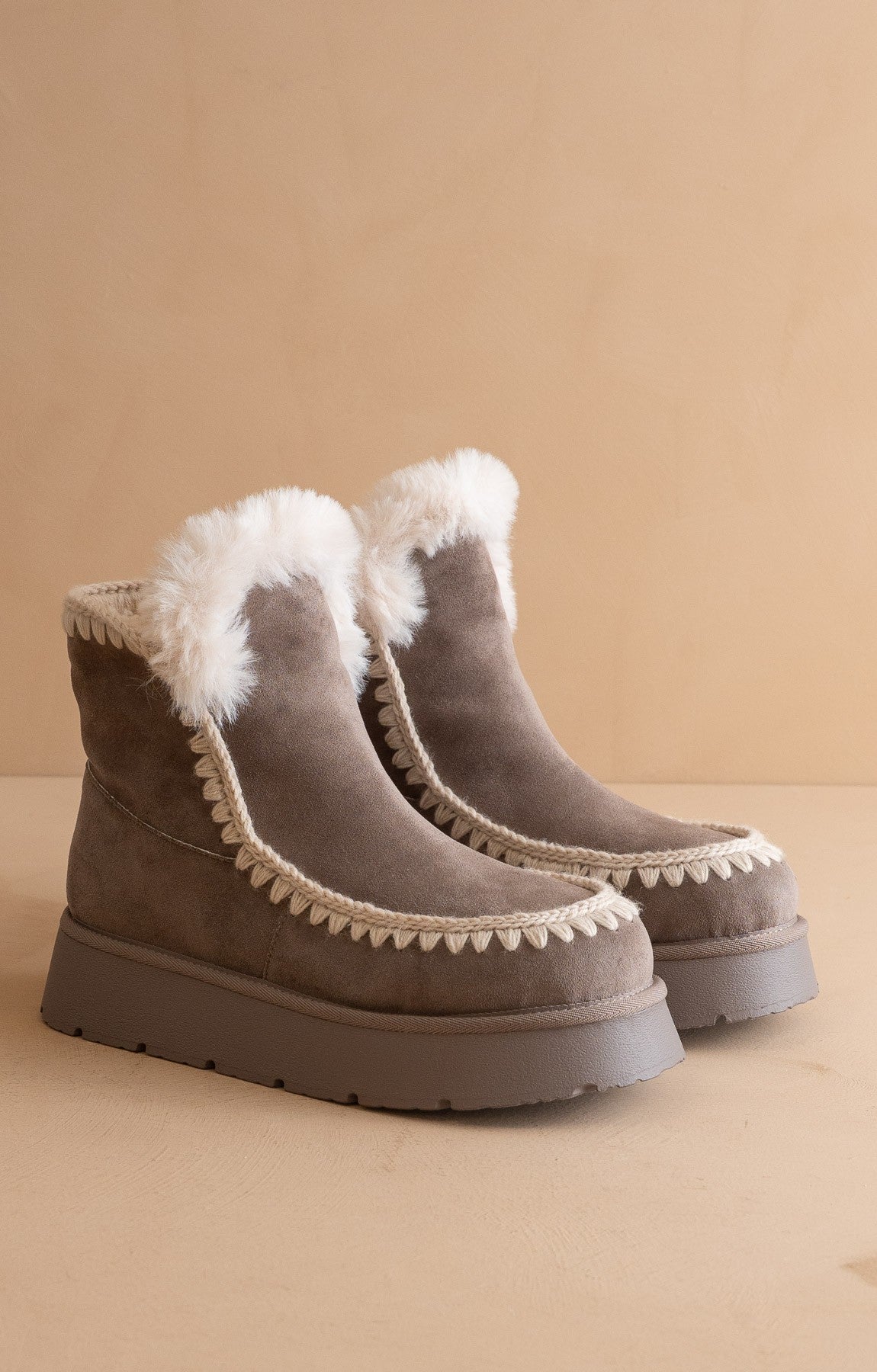 The Joyce - Shearling Trim Platform Boots