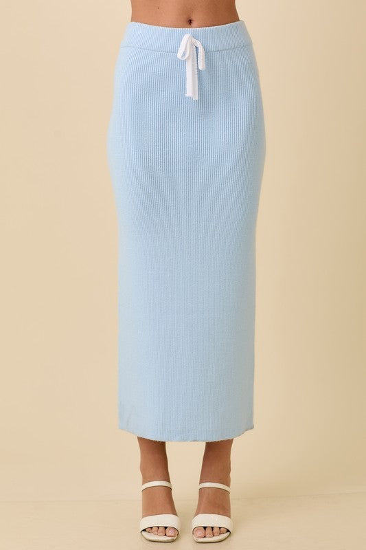 Blue Knit Tie Skirt