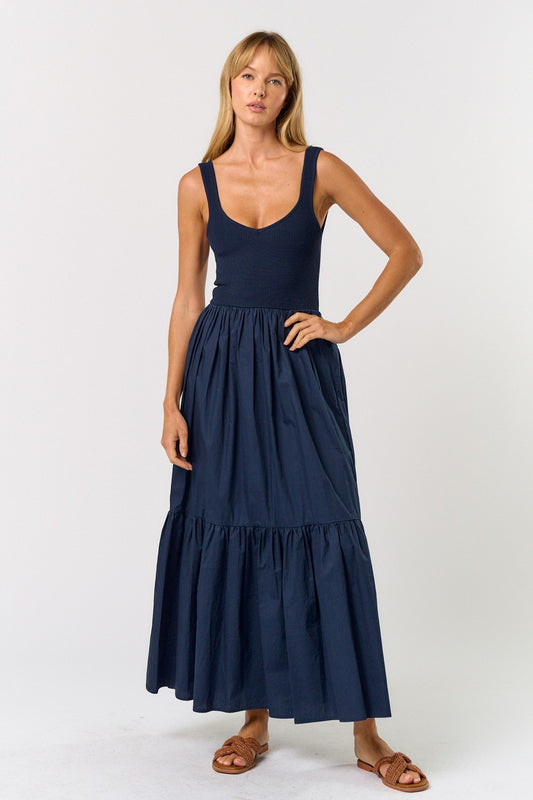 Navy Ruffled Tiered Maxi Dress PREORDER 2/12