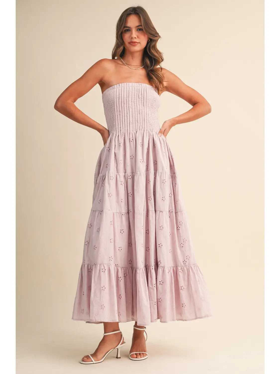 Pleated Detail Layered Midi Dress