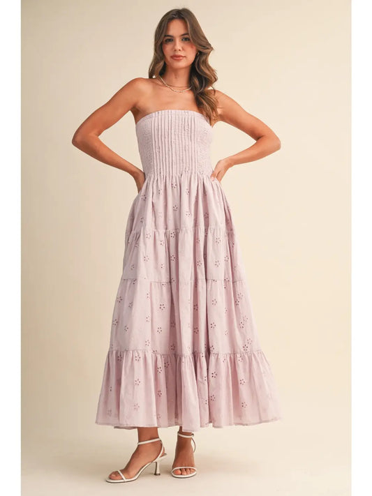 Pleated Detail Layered Midi Dress