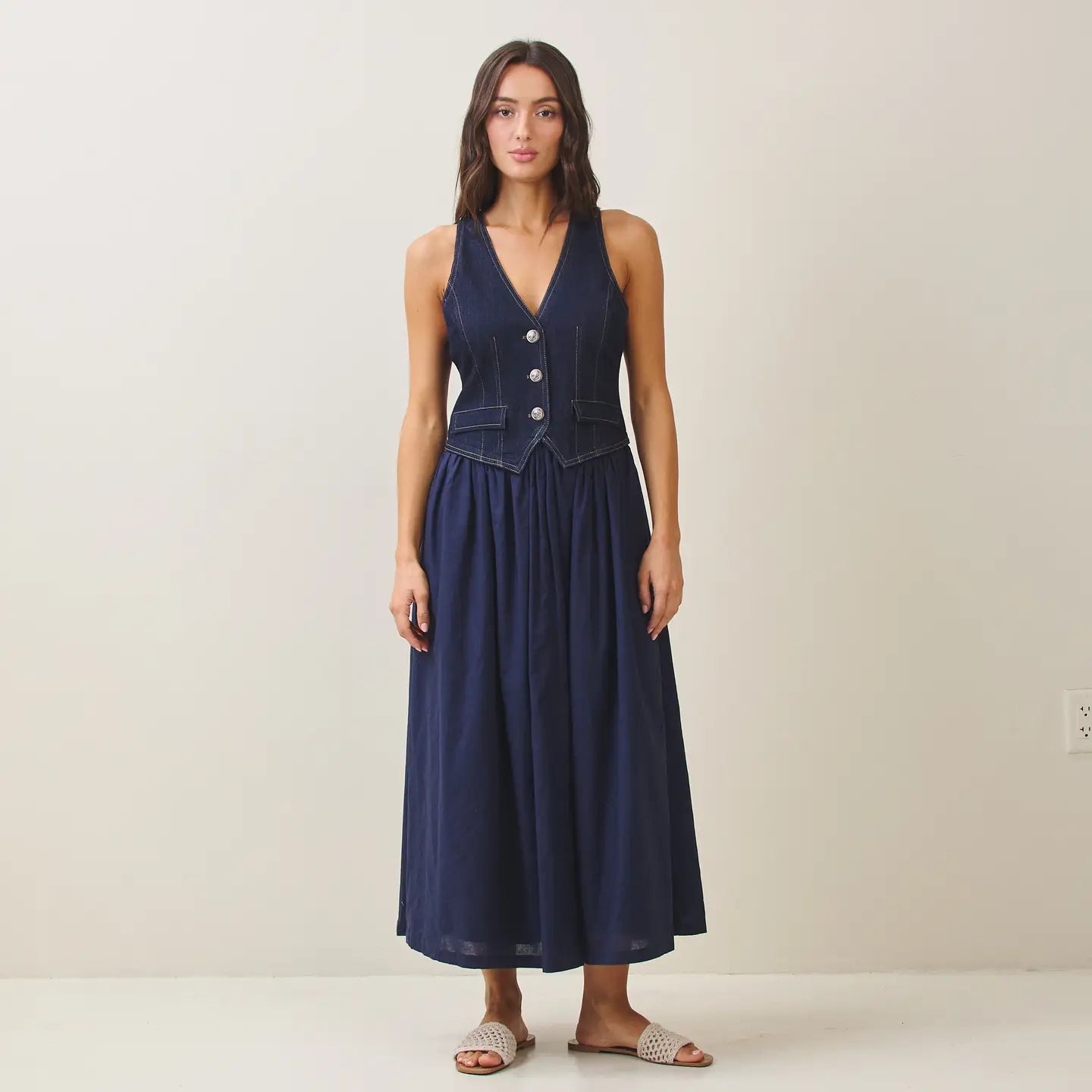 Denim Vest Long Dress PREORDER 2/20