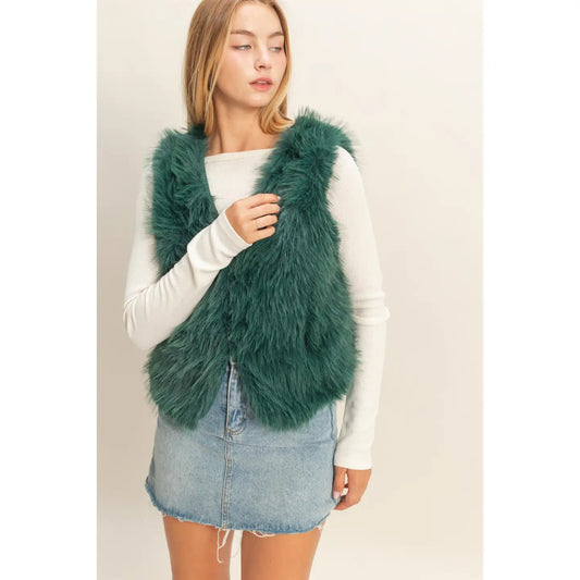 Green faux Fur Vest