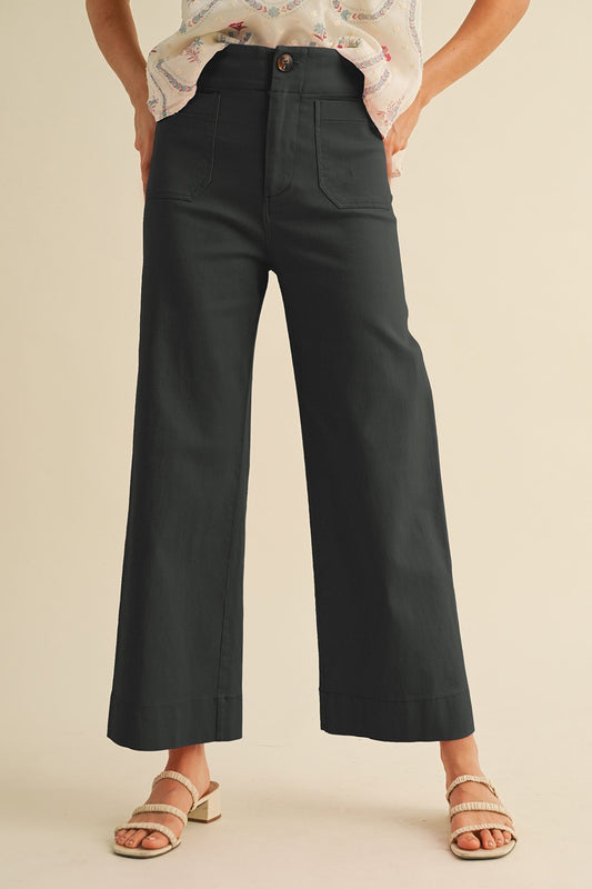 Patch Pocket Wide Leg Cropped Pants