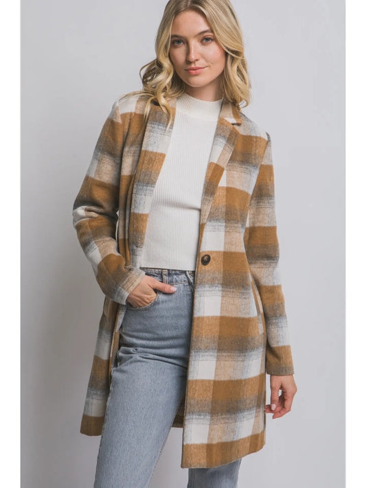 Long Sleeve Plaid Jacket