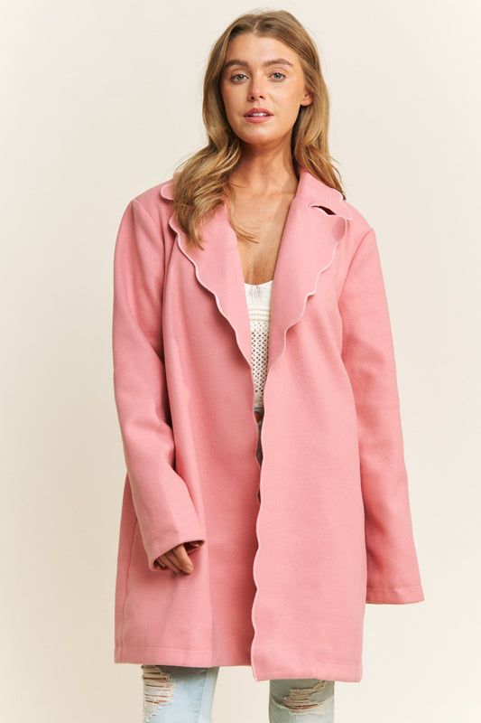Pink Scallop Edge Oversized Fit Jacket
