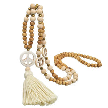Load image into Gallery viewer, wooden Beaded Peace sign necklace
