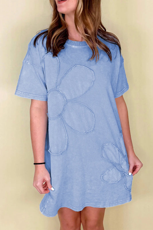 Sky Blue Mineral Washed T-shirt Dress