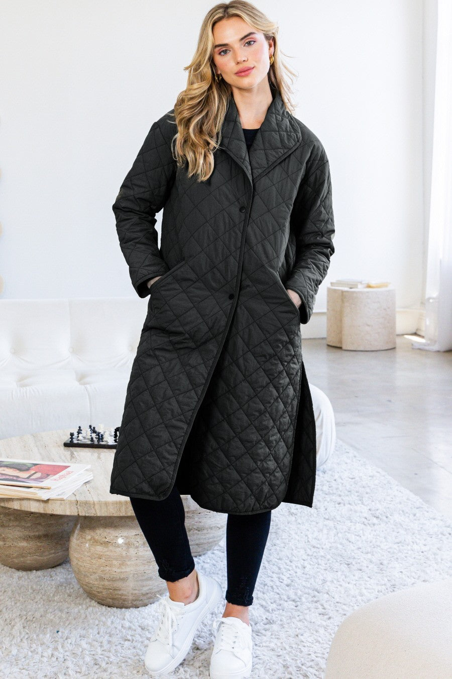 Long Quilted Black Jacket