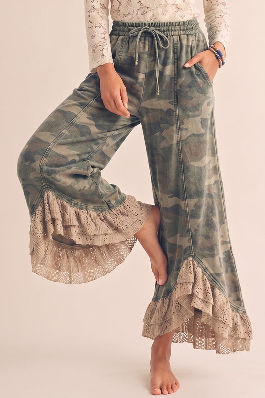 Vintage Lace Infused Couture Elastic Waist Pants