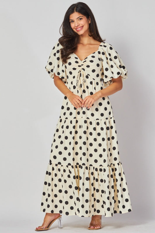 Polka Dot Puff Sleeve Dress