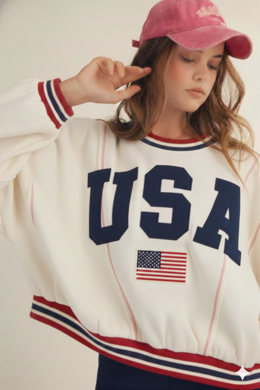 4th Of July Usa Letter Sweatshirt PREORDER 5/14