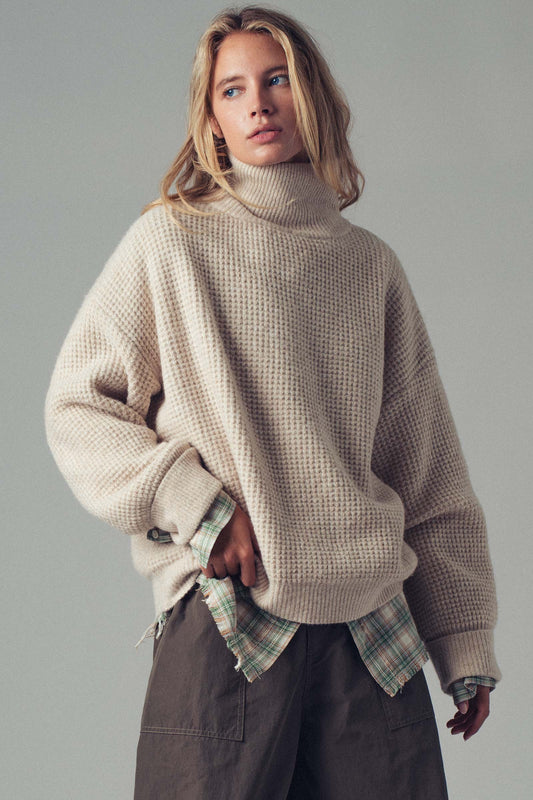 Cozy Western Waffle Knit Sweater