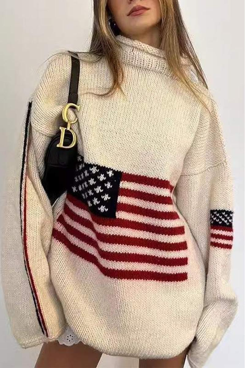 Oversized American Flag Sweater