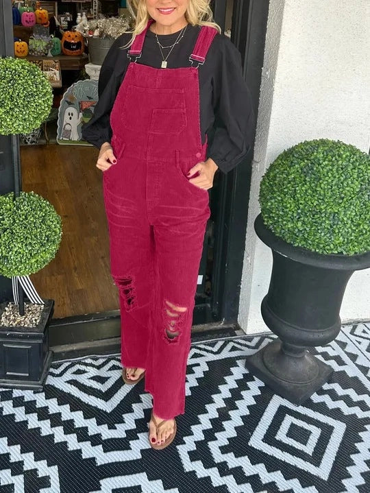 Distressed Corduroy Overall
