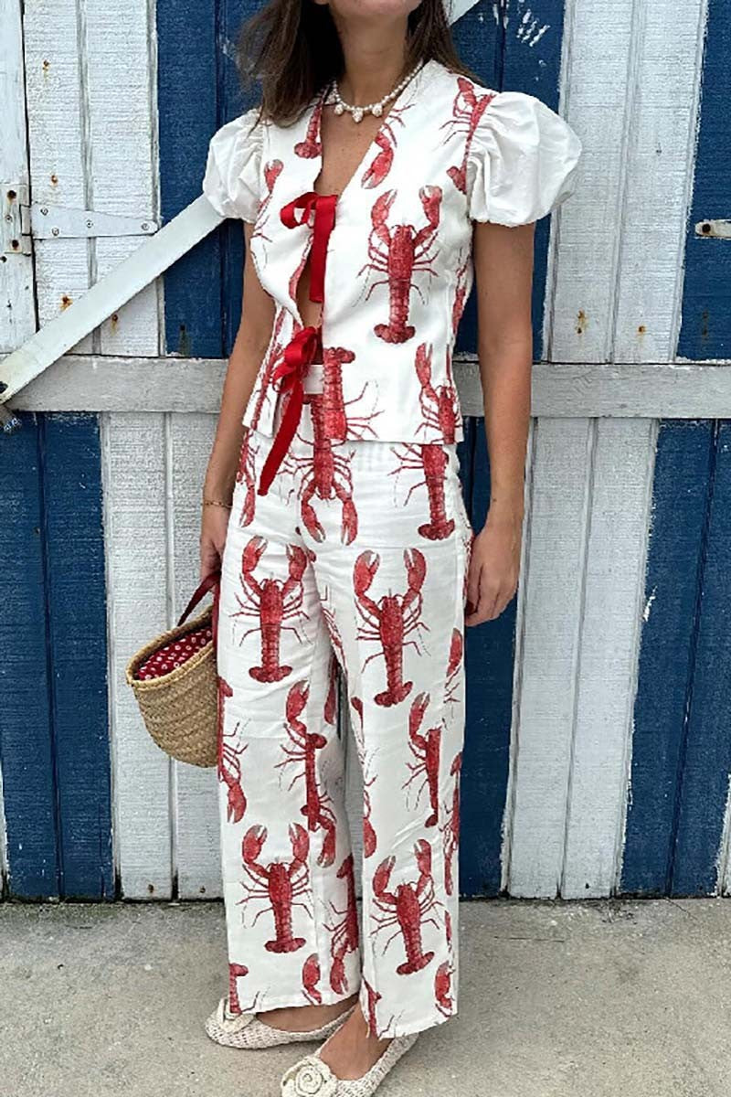 Lobster Ribbon Tie Top and pant Set