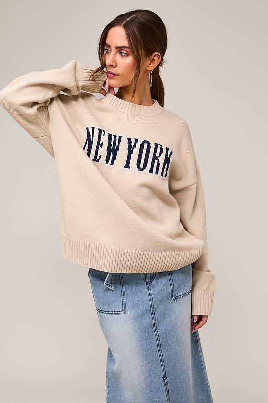 New York LONG SLEEVE ROUND NECK SWEATER BACKORDERED 11/30