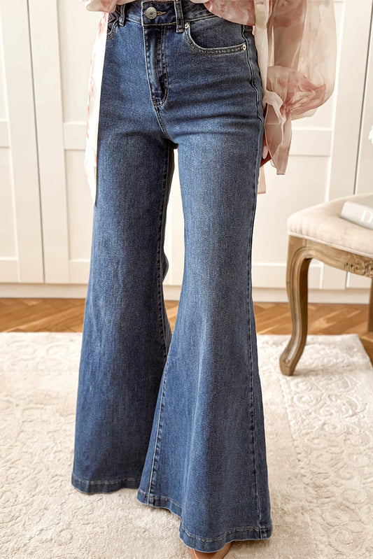 Dark Blue Denim Flare Jeans
