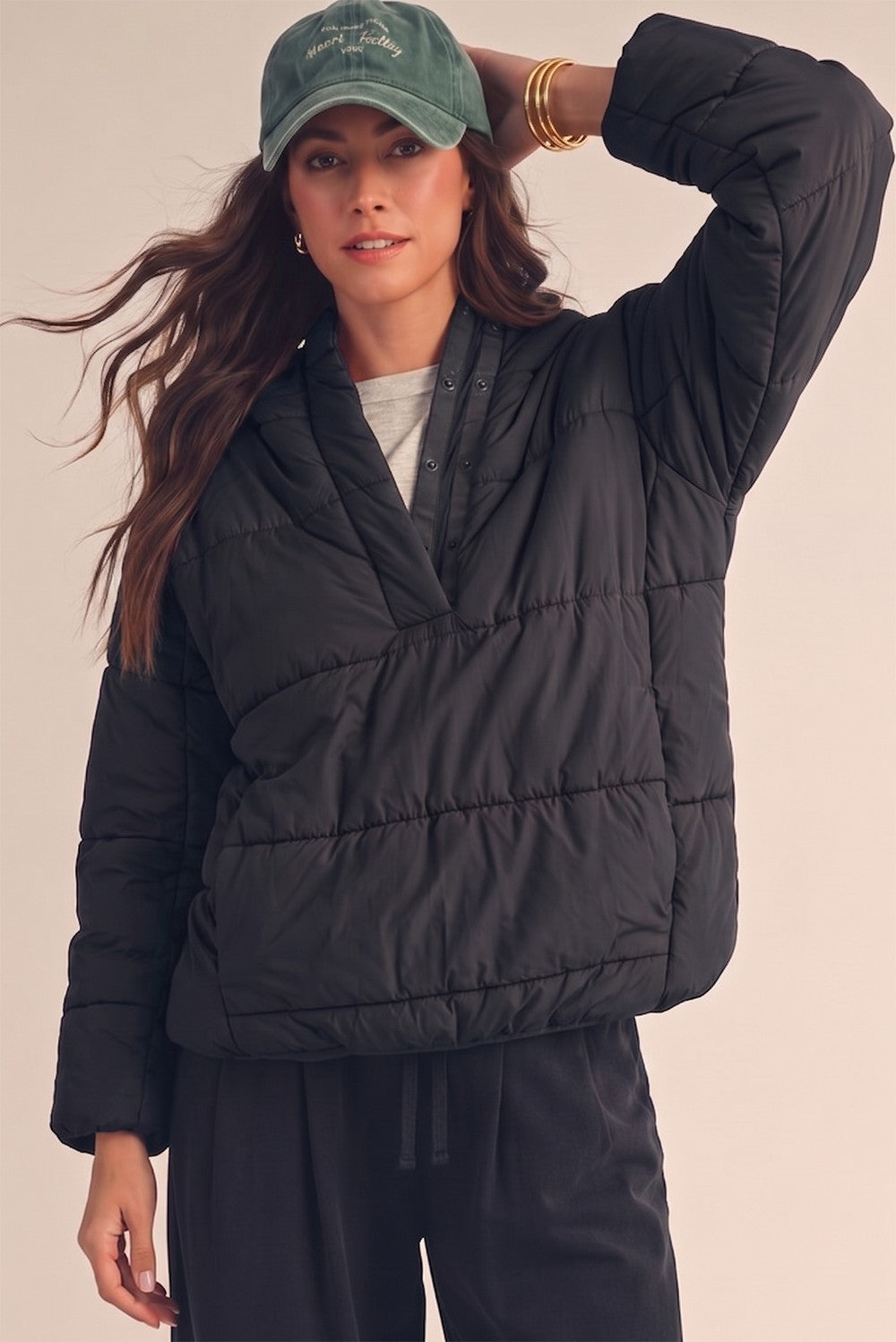 Evergreen Trail Side Slit Hooded Puffer Pullover PREORDER