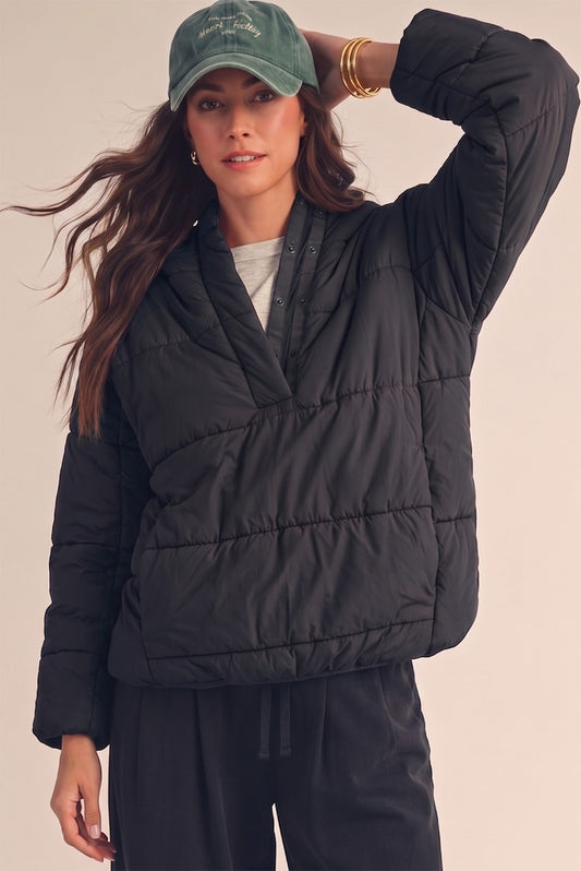 Evergreen Trail Side Slit Hooded Puffer Pullover PREORDER