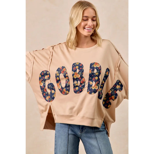 Thanksgiving Gobble Letter Patches Sweatshirt PREORDER 9/22